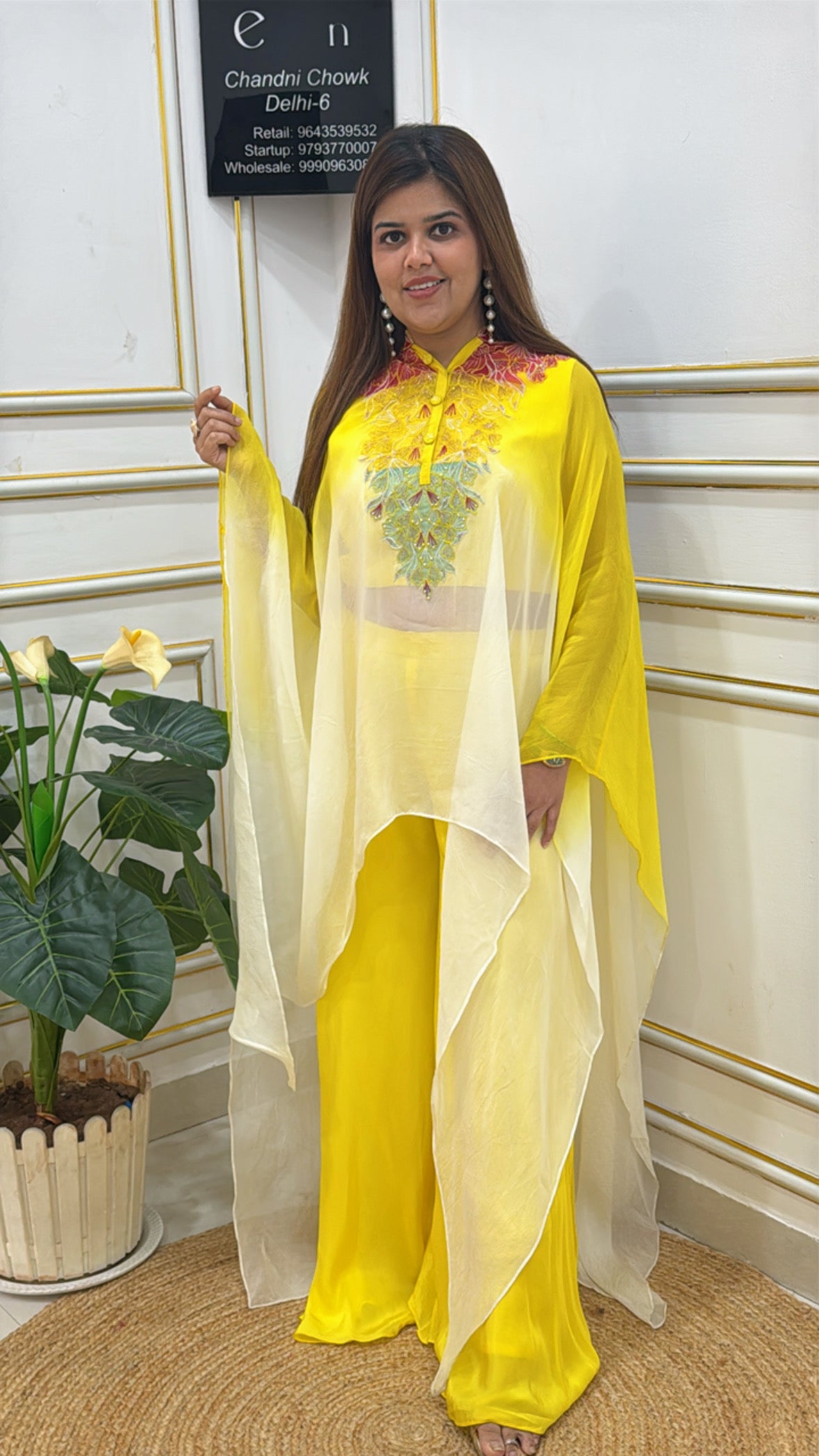 Pure crape top with pure crape flapper along with organic Organzza shrug (size upto42) SG 01